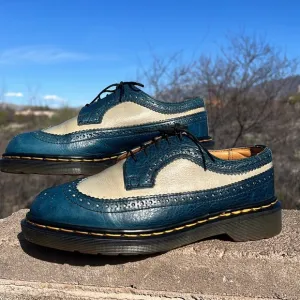 🏴󠁧󠁢󠁥󠁮󠁧󠁿 Dr. Martens MIE Vintage Light Blue 90’s Brogue Wingtip Oxfords UK 6