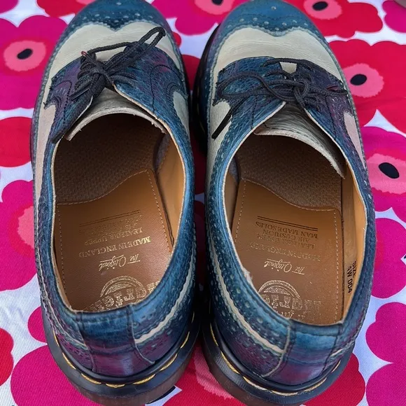 🏴󠁧󠁢󠁥󠁮󠁧󠁿 Dr. Martens MIE Vintage Light Blue 90’s Brogue Wingtip Oxfords UK 6