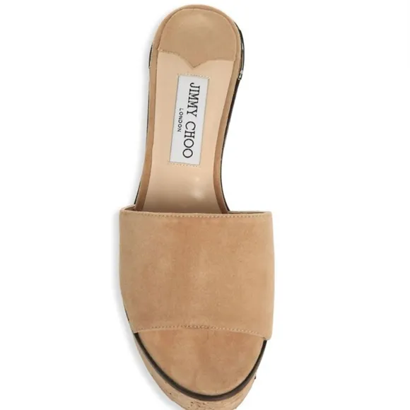 💕 JIMMY CHOO DeeDee Suede Platform Mules Camel Size 38 (8) 💕
