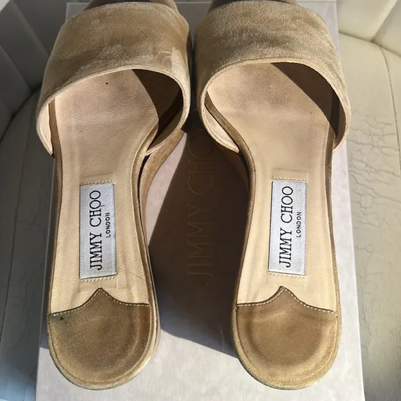 💕 JIMMY CHOO DeeDee Suede Platform Mules Camel Size 38 (8) 💕