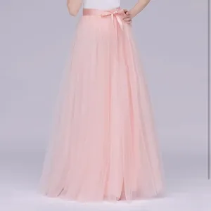 🎀 NWT Pink Tulle Full Length Layered Skirt w/ Satin Ribbon Sash Belt XL