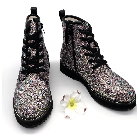 10. NIB Madden Girl Tory Multi-Glitter Combat Boot, 4