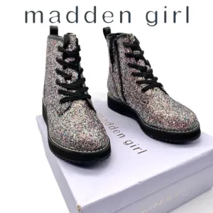 10. NIB Madden Girl Tory Multi-Glitter Combat Boot, 4