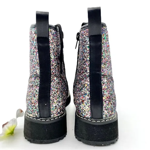 10. NIB Madden Girl Tory Multi-Glitter Combat Boot, 4