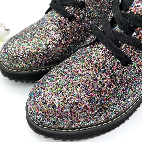 10. NIB Madden Girl Tory Multi-Glitter Combat Boot, 4