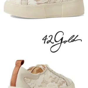 42 GOLD Cream Lace Overlay Sneakers