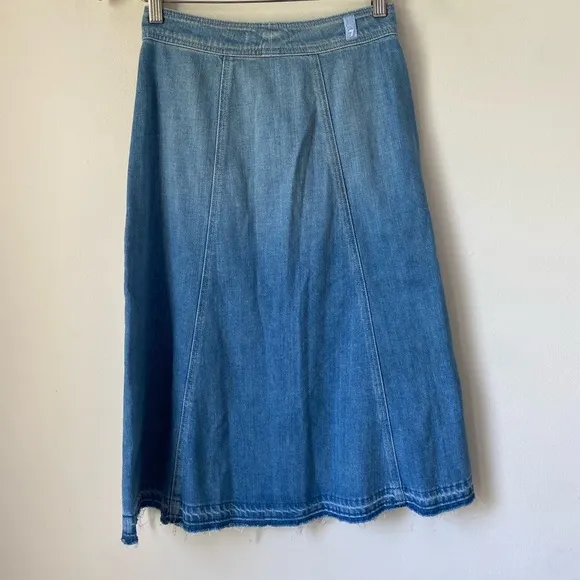 7 FOR ALL MANKIND Button-Front Flowy Denim Midi Skirt 25 (2)