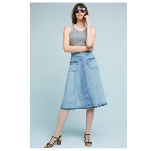 7 FOR ALL MANKIND Button-Front Flowy Denim Midi Skirt 25 (2)
