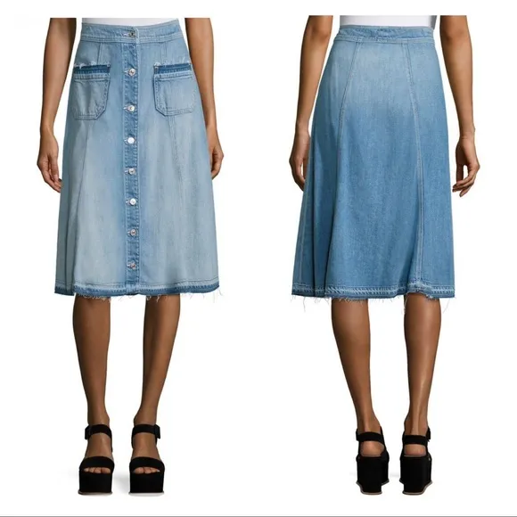 7 FOR ALL MANKIND Button-Front Flowy Denim Midi Skirt 25 (2)