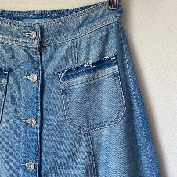 7 FOR ALL MANKIND Button-Front Flowy Denim Midi Skirt 25 (2)