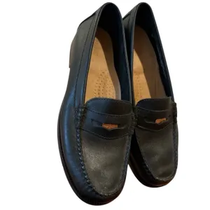 80s G.H. BASS &amp; CO. WEEJUNS PREPPY BLACK PENNY LOAFERS MOCCASIN-STYLE FLATS SZ 8