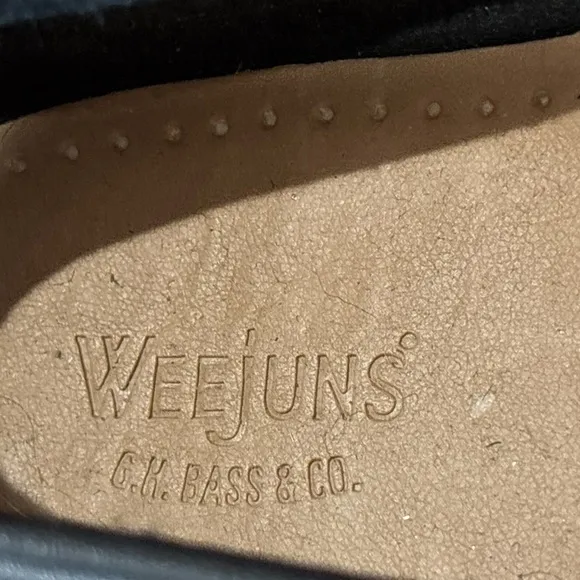 80s G.H. BASS &amp; CO. WEEJUNS PREPPY BLACK PENNY LOAFERS MOCCASIN-STYLE FLATS SZ 8