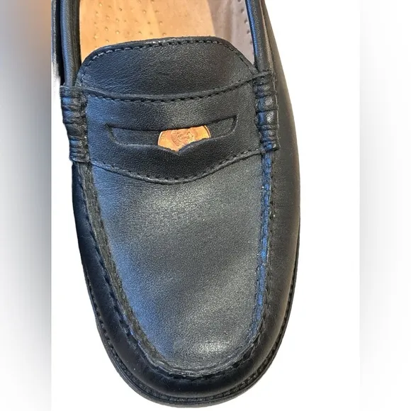80s G.H. BASS &amp; CO. WEEJUNS PREPPY BLACK PENNY LOAFERS MOCCASIN-STYLE FLATS SZ 8