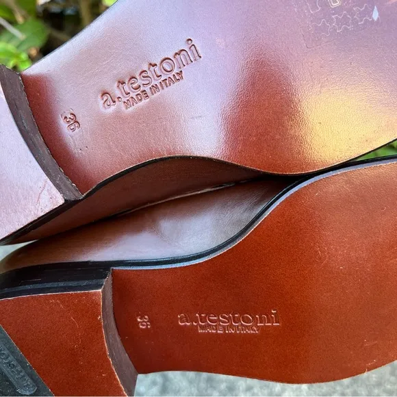 A. Testoni Brown Leather Penny Loafer EU 36 Made in Italy