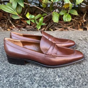 A. Testoni Brown Leather Penny Loafer EU 36 Made in Italy