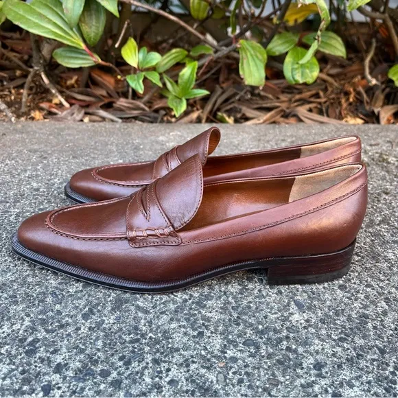 A. Testoni Brown Leather Penny Loafer EU 36 Made in Italy