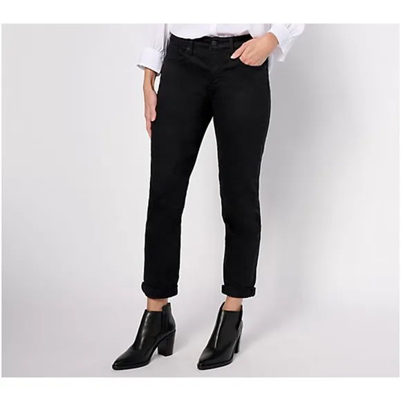 A618014 NYDJ Margot Girlfriend Jeans Black 8