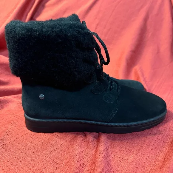 ABEO Imelda Black Suede and Shearling Ankle Boots, Women’s Size 10, EUC