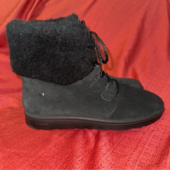ABEO Imelda Black Suede and Shearling Ankle Boots, Women’s Size 10, EUC