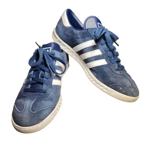 Adidas Men's Hamburg Samba Gazelle Tech Indigo Blue White Gold Suede Shoes 11