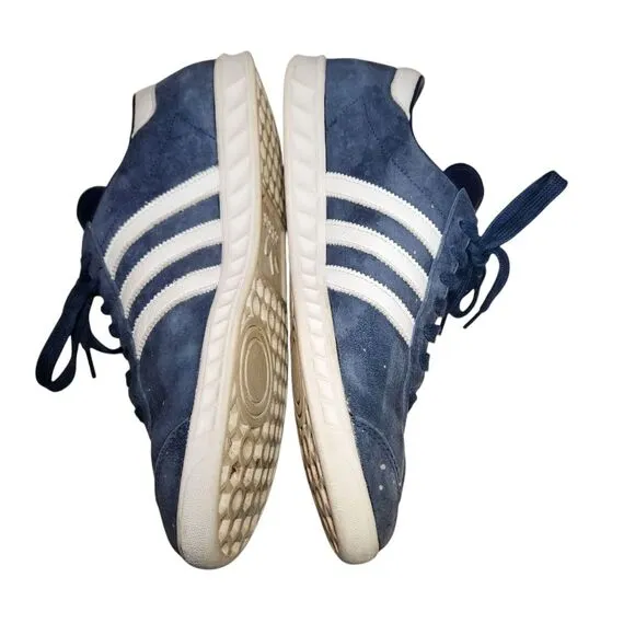 Adidas Men's Hamburg Samba Gazelle Tech Indigo Blue White Gold Suede Shoes 11