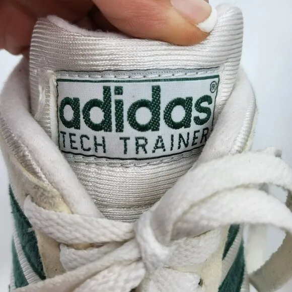 Adidas Mens White Tech Trainer Lace Retro Running Shoes Sneakers Size US 10.5