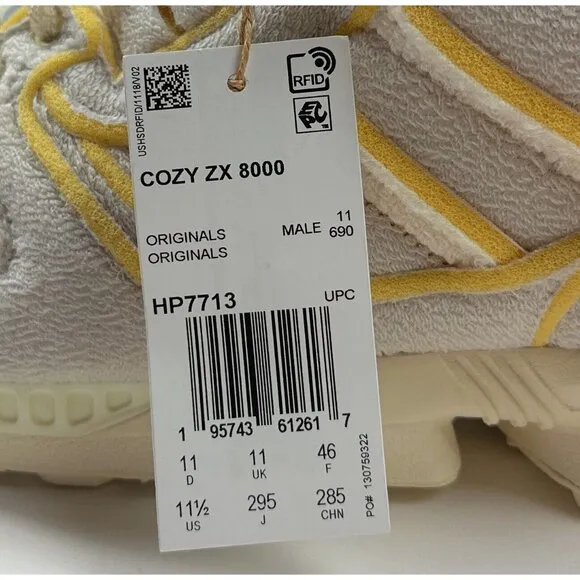 Adidas Originals Cozy ZX 8000 Mens 11.5 White Running Shoes Sneakers HP7713