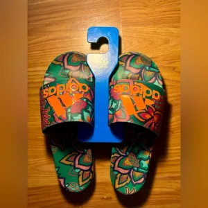 Adidas Urban Graffiti Green Orange Sandals! LIMITED EDITION.