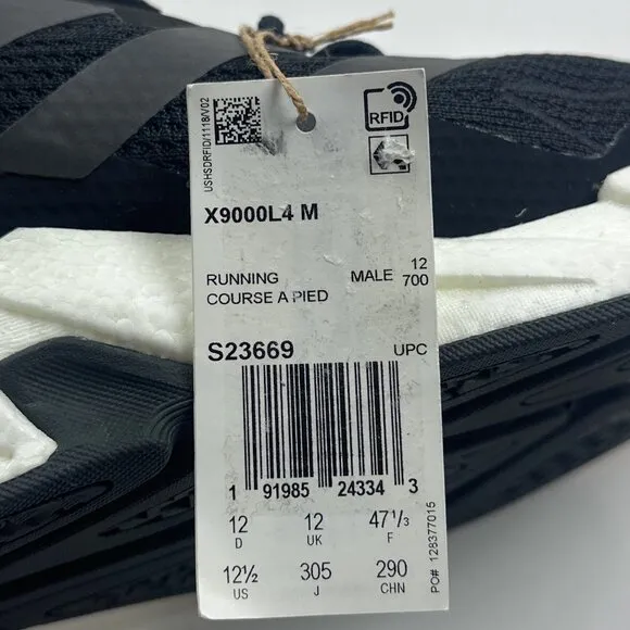 Adidas X9000L4 M Jetboost Mens Black White Running Shoes Sneakers S23669