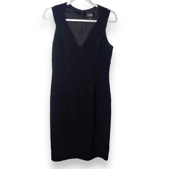Adrianna Papell V-Neck Sleeveles Illusion Banded Sheath Dress Size 8