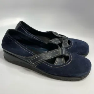 AEROSOLES butterscotch flats navy blue leather size 8.5