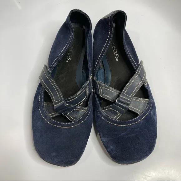 AEROSOLES butterscotch flats navy blue leather size 8.5