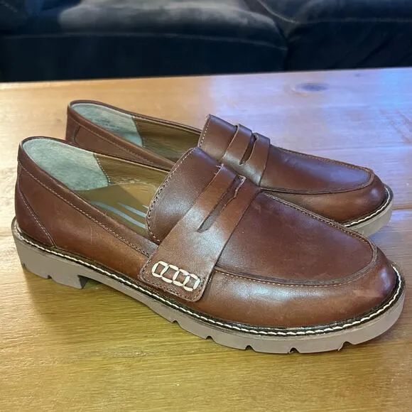 Aetrex Collette Arch Support Women’s Loafers shoes Leather size 7.5 cognac Work