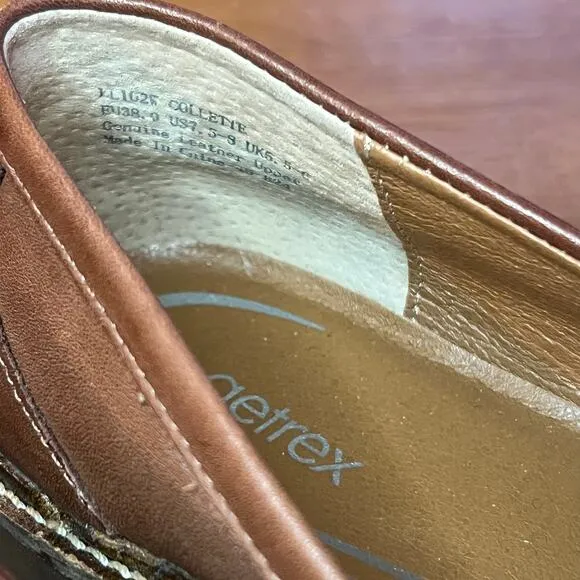 Aetrex Collette Arch Support Women’s Loafers shoes Leather size 7.5 cognac Work