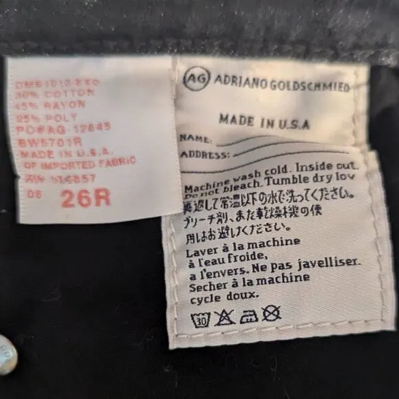 AG Adriano Goldschmied Size 26*R (Short) Dark Gray &quot;The Angel&quot; Boot Cut Jeans