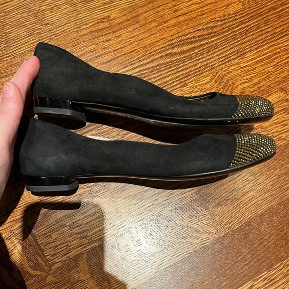 AGL ATTILIO GIUSTI LEOMBRUNI Italian Leather Flats Suede Sparkle Mobwife 36