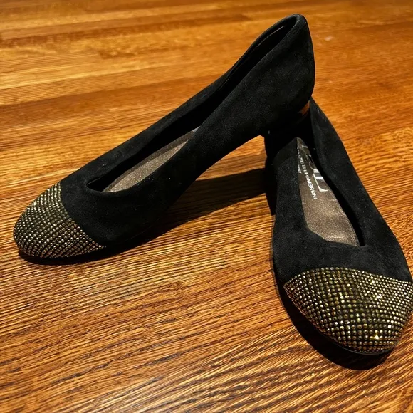 AGL ATTILIO GIUSTI LEOMBRUNI Italian Leather Flats Suede Sparkle Mobwife 36