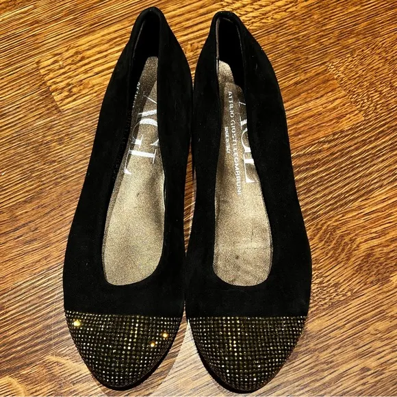 AGL ATTILIO GIUSTI LEOMBRUNI Italian Leather Flats Suede Sparkle Mobwife 36