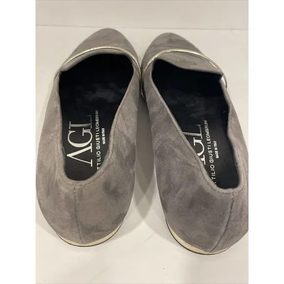 AGL Attilio Giusti Leombruni Women US 11 EU41 Gray Suede Loafers EUC RARE