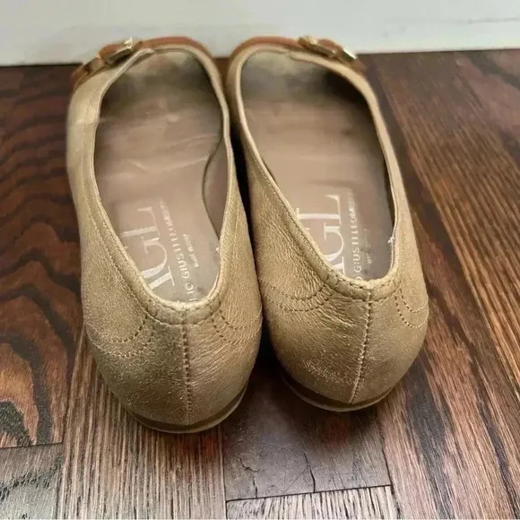 AGL  ATTILIO GUISTI LEOMBRUNI Tan Shimmer Open Toe Leather Ballet Flats 37.5/7.5