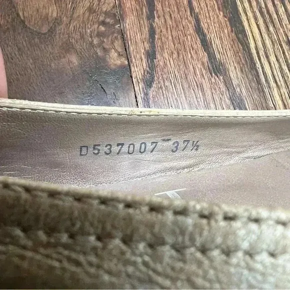 AGL  ATTILIO GUISTI LEOMBRUNI Tan Shimmer Open Toe Leather Ballet Flats 37.5/7.5