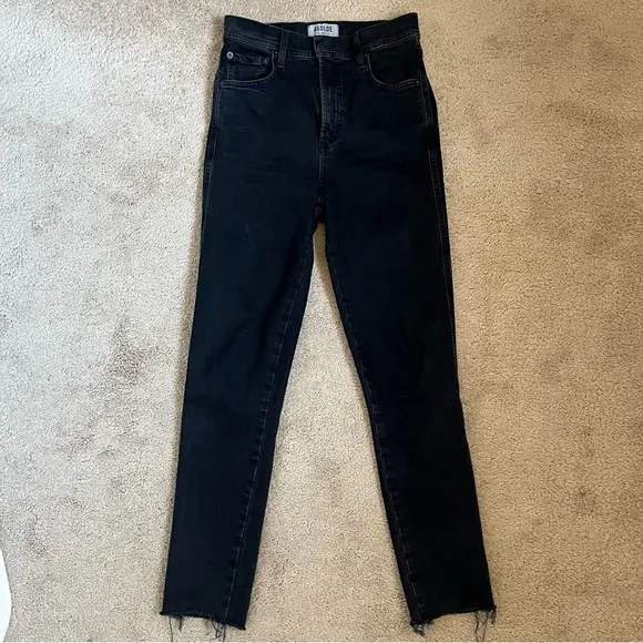 AGOLDE Premium Washed Black High Rise Waist Skinny Stretch Denim Jeans sz 23/24