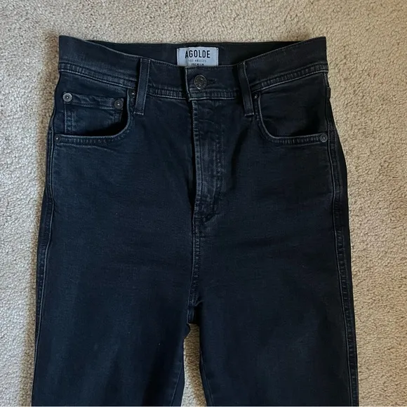 AGOLDE Premium Washed Black High Rise Waist Skinny Stretch Denim Jeans sz 23/24