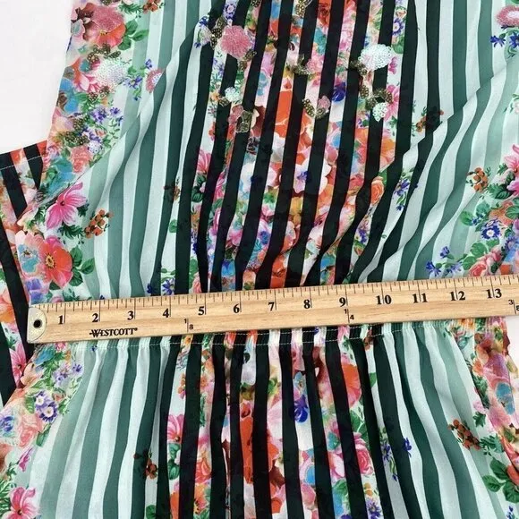 Alberto Makali Size Small Embellished Colorful Floral Maxi Dress Side Slits NWT