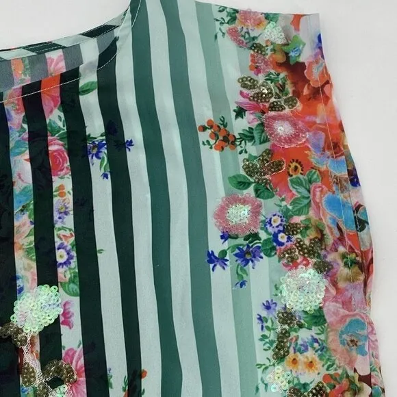 Alberto Makali Size Small Embellished Colorful Floral Maxi Dress Side Slits NWT