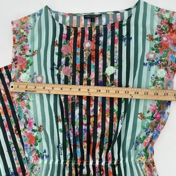 Alberto Makali Size Small Embellished Colorful Floral Maxi Dress Side Slits NWT