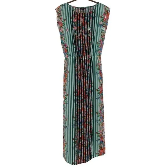 Alberto Makali Size Small Embellished Colorful Floral Maxi Dress Side Slits NWT