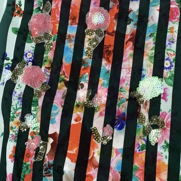 Alberto Makali Size Small Embellished Colorful Floral Maxi Dress Side Slits NWT