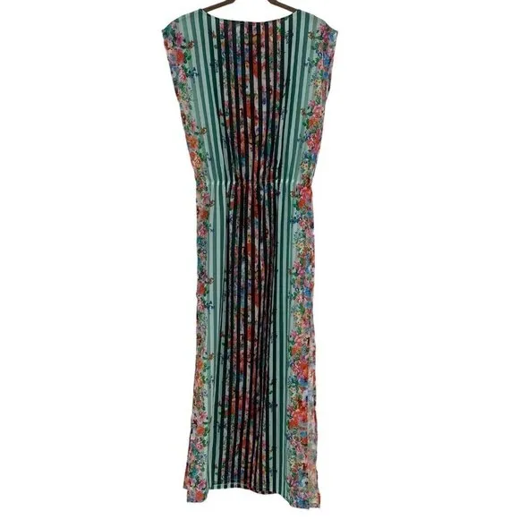 Alberto Makali Size Small Embellished Colorful Floral Maxi Dress Side Slits NWT