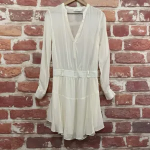 ALC Dress Women's Size 6 Cream 100% Silk Casual Work Office Long Sleeves